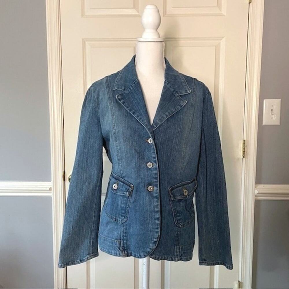 Moe Y2K Clothing Denim Blazer Jacket Woman's Medium French Girl Cottagecore